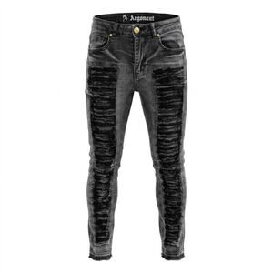 Argonaut Washed Black Distressed Ripped Skinny Stretch Jeans Men Size 30/36